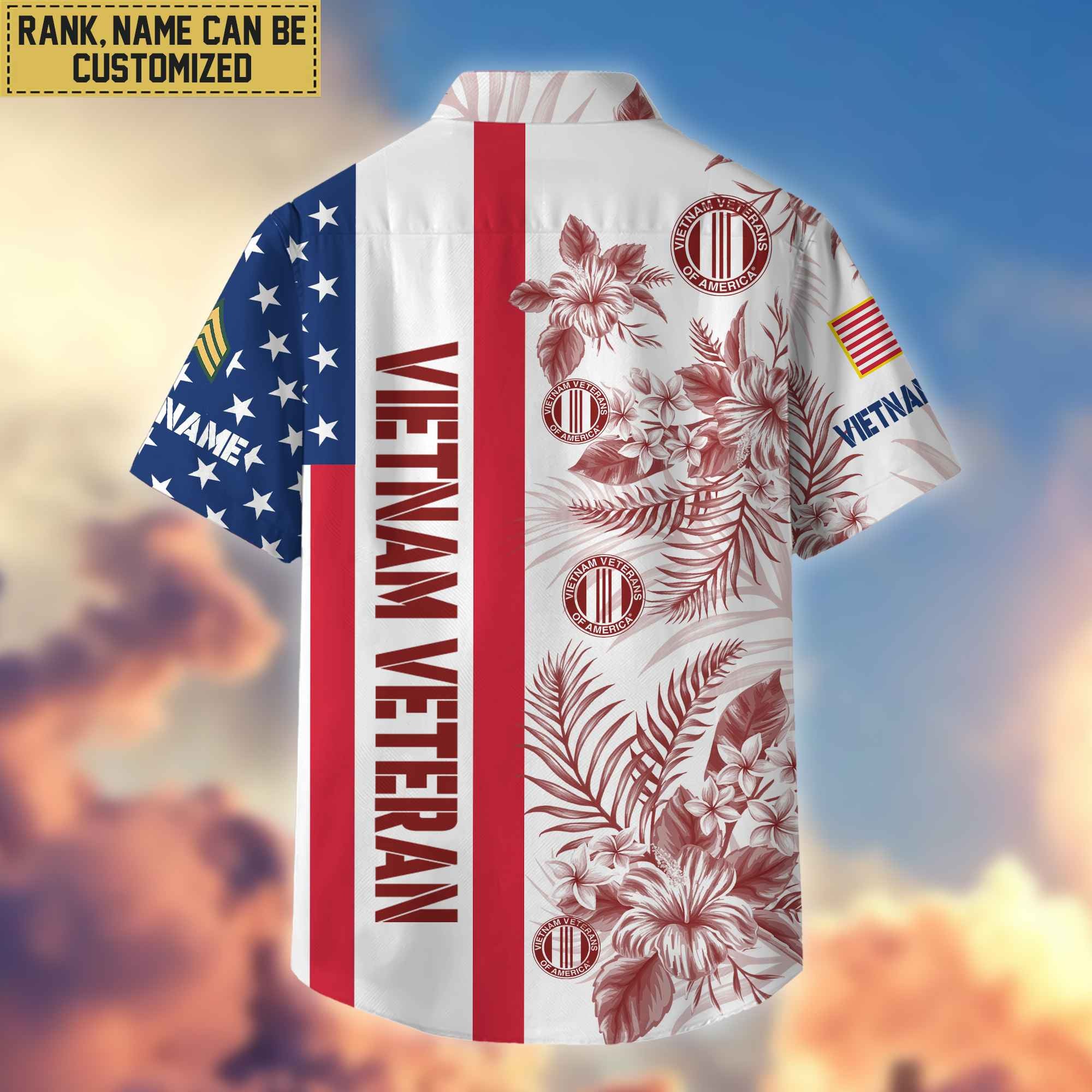 Premium Custom Name, Rank Vietnam Veteran Hawaiian Shirt With Pocket, Gifts For Veterans Day, Father's Day, Gifts for Vietnam Veteran VPVC403506