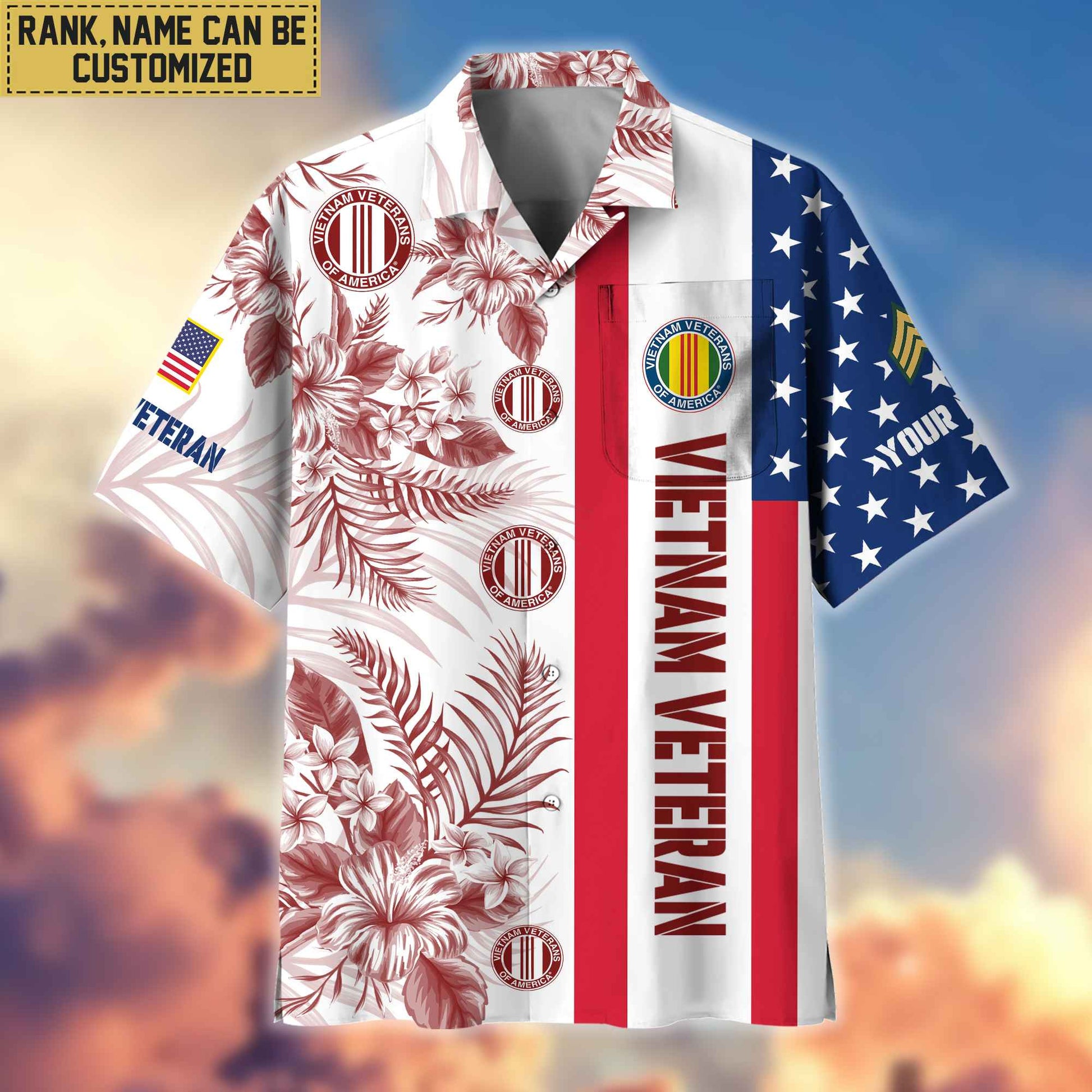 Premium Custom Name, Rank Vietnam Veteran Hawaiian Shirt With Pocket, Gifts For Veterans Day, Father's Day, Gifts for Vietnam Veteran VPVC403506