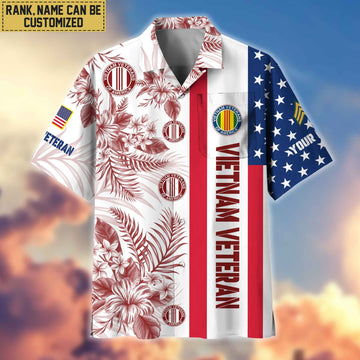 Premium Custom Name, Rank Vietnam Veteran Hawaiian Shirt With Pocket, Gifts For Veterans Day, Father's Day, Gifts for Vietnam Veteran VPVC403506