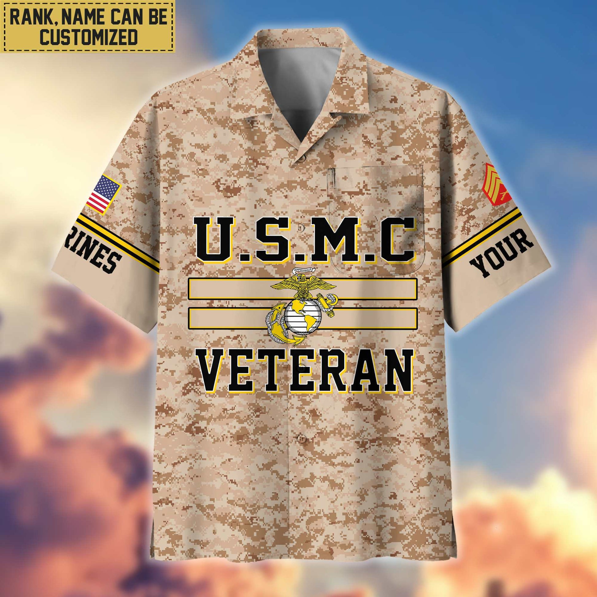 USMC Hawaiian Shirt With Pocket, Gifts For Dad, For Husband, Gifts For Marine Veteran VPVC403603