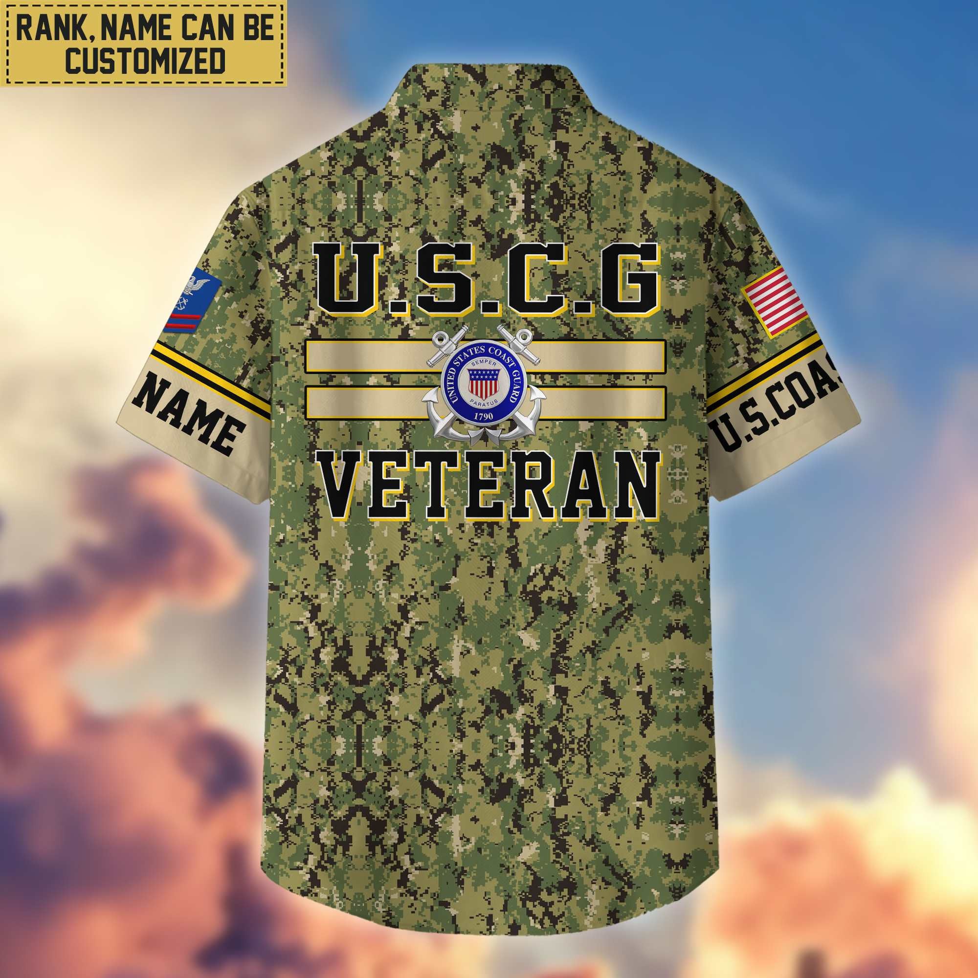 USCG Hawaiian Shirt With Pocket, Gifts For Dad, For Husband, Gifts For Coast Guard Veteran VPVC403605