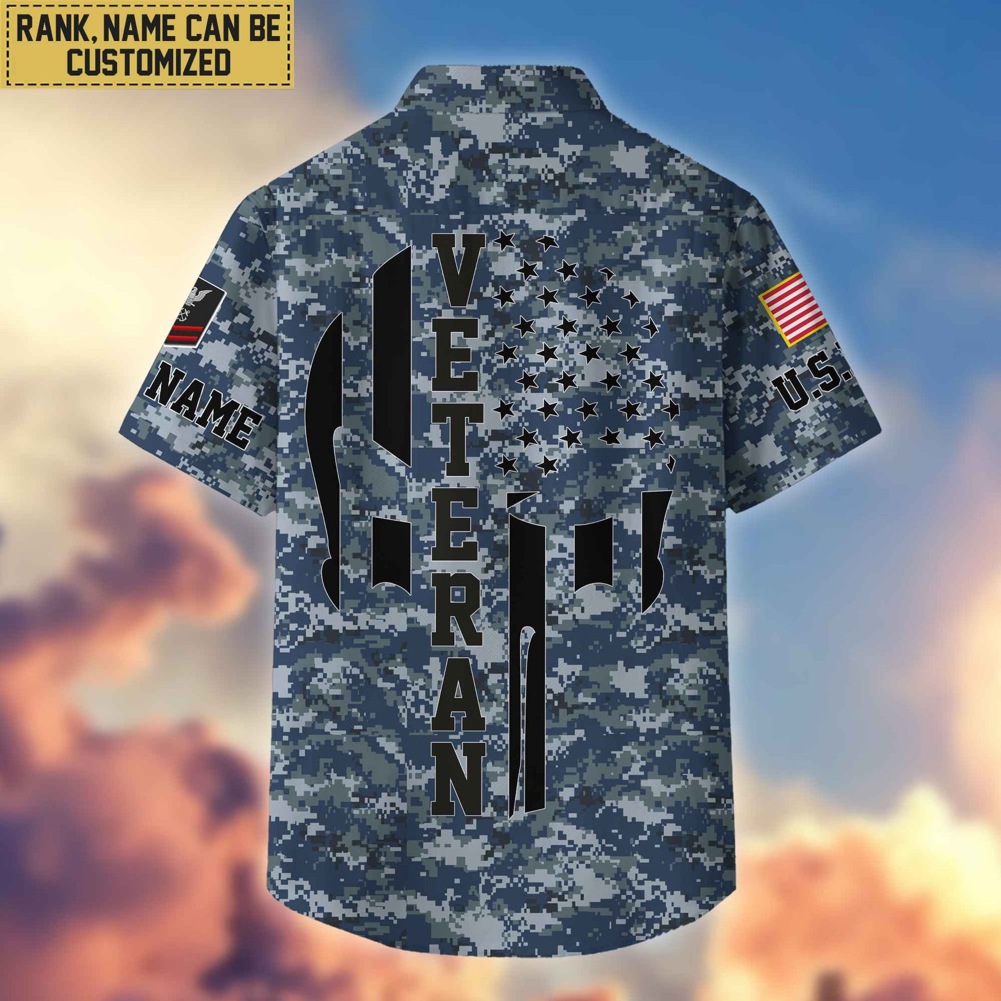 Premium Custom Name, Rank US Navy Veteran Hawaiian Shirt With Pocket, Gifts For Dad, For Husband, Gifts For US Navy Veteran VPVC403702