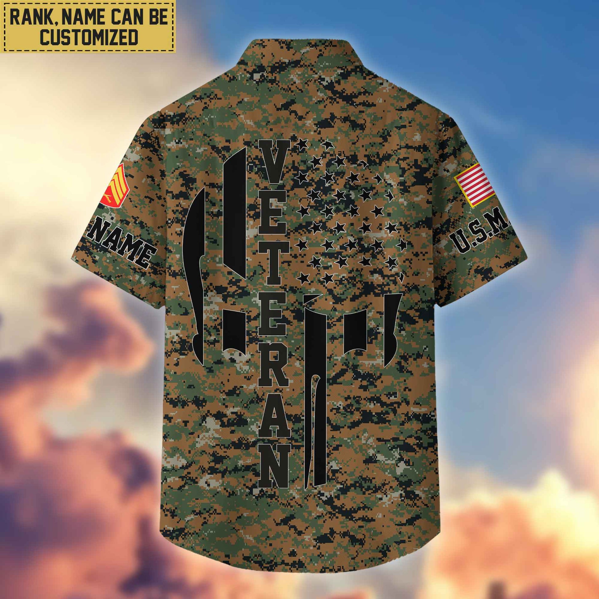 Premium Custom Name, Rank USMC Veteran Hawaiian Shirt With Pocket, Gifts For Dad, For Husband, Gifts For US Marine Veteran VPVC403703