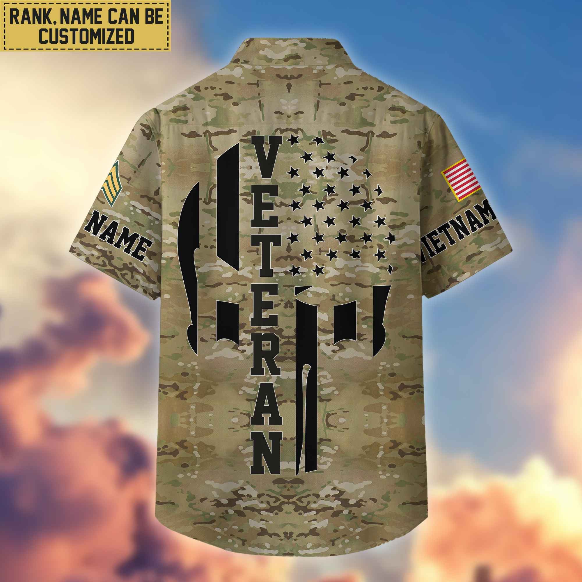 Premium Custom Name, Rank Vietnam Veteran Hawaiian Shirt With Pocket, Gifts For Dad, For Husband, Gifts For Vietnam Veteran VPVC403706