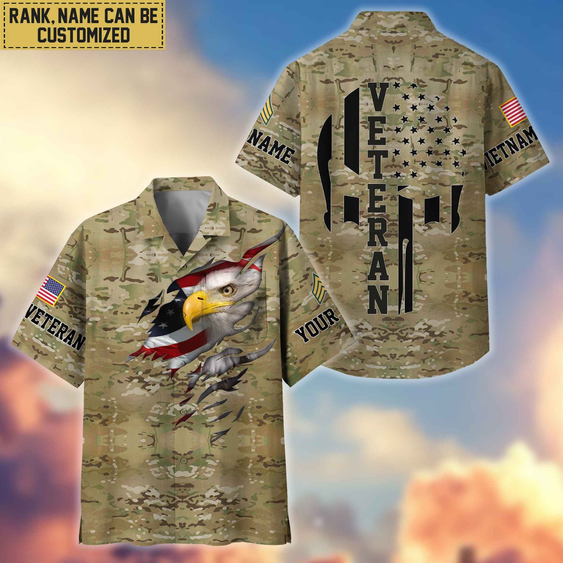 Premium Custom Name, Rank Vietnam Veteran Hawaiian Shirt With Pocket, Gifts For Dad, For Husband, Gifts For Vietnam Veteran VPVC403706