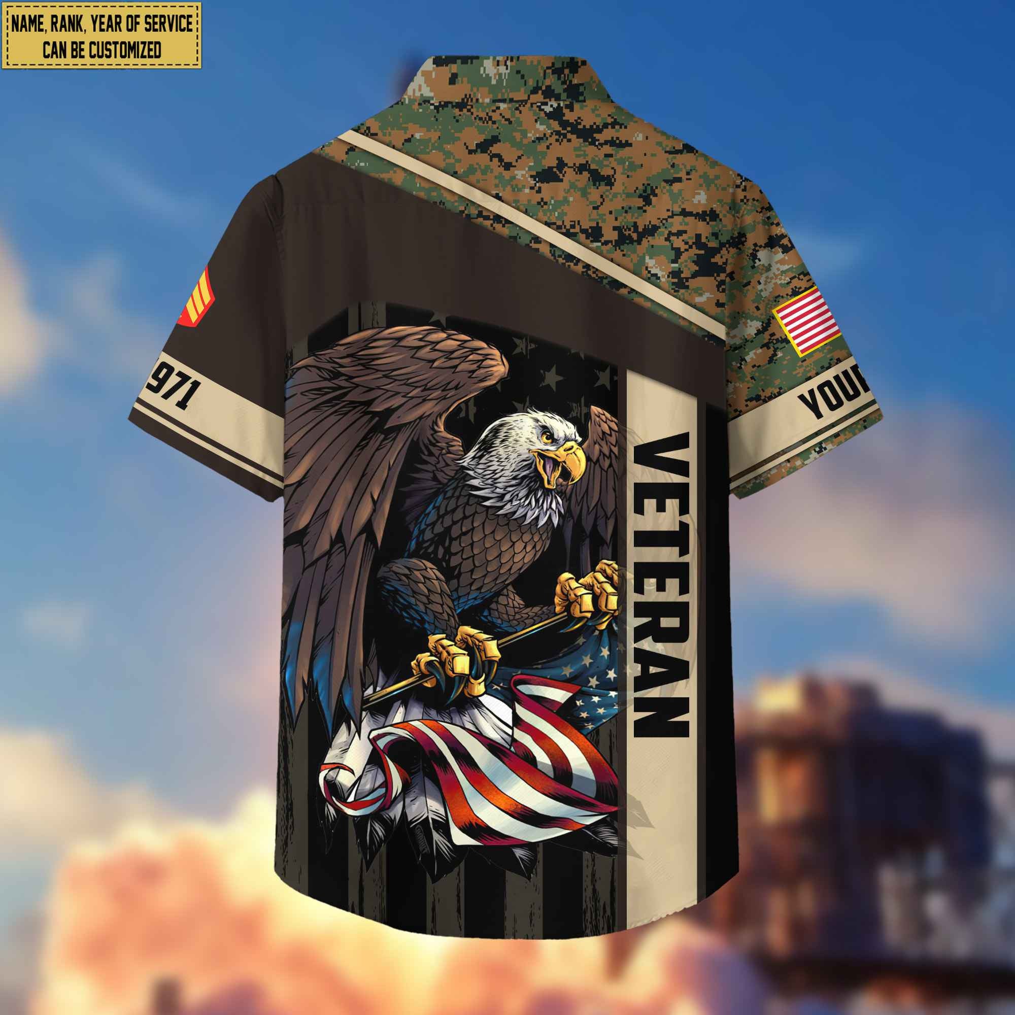 Premium Custom Name, Rank USMC Hawaiian Shirt With Pocket, Gifts For Dad, For Husband, Gifts For Marine Veteran VPVC402503