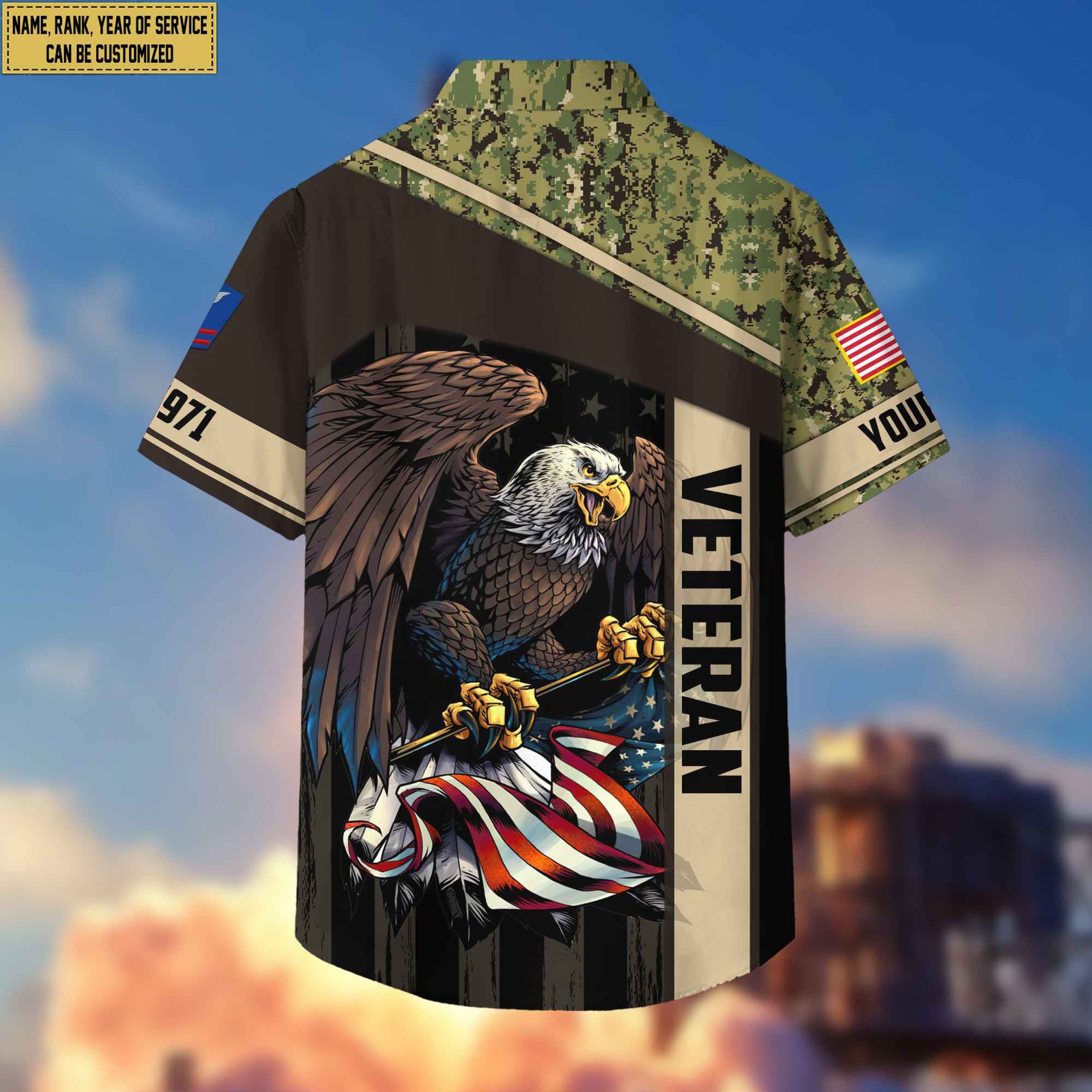 Premium Custom Name, Rank USCG Hawaiian Shirt With Pocket, Gifts For Dad, For Husband, Gifts For Coast Guard Veteran VPVC402505