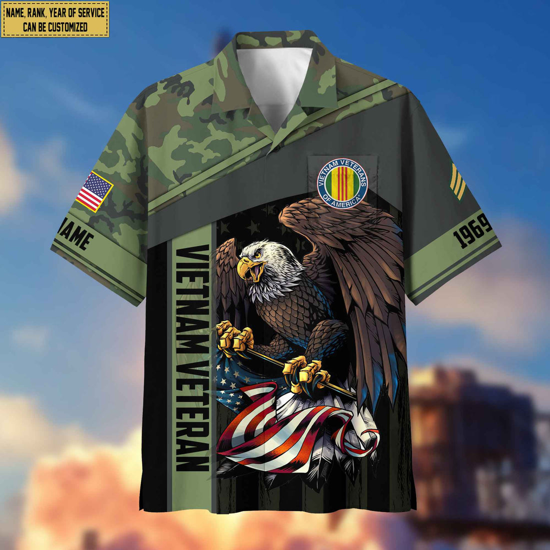 Premium Custom Name, Rank Vietnam Veteran Hawaiian Shirt With Pocket, Gifts For Dad, For Husband, Gifts For Vietnam Veteran VPVC402506