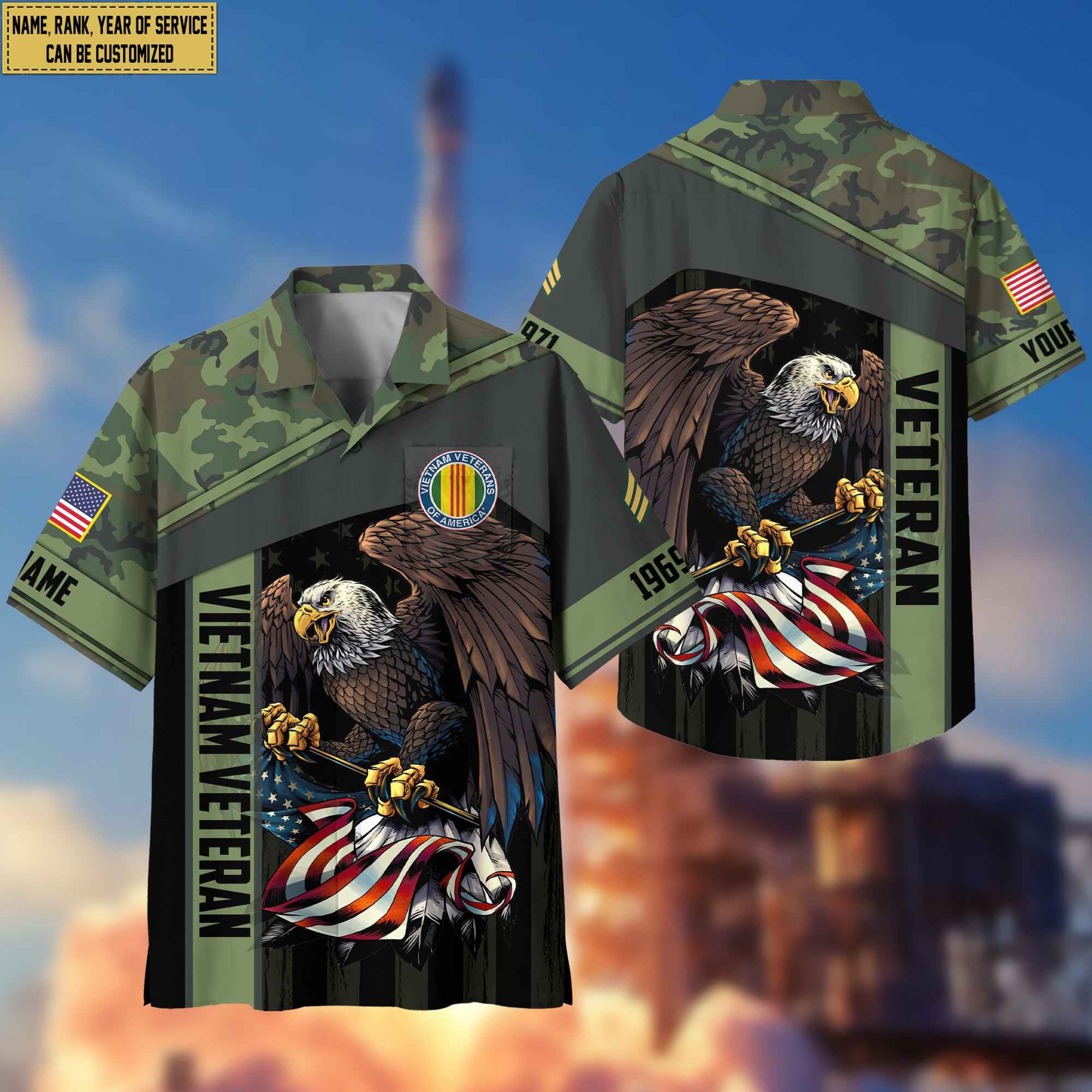 Premium Custom Name, Rank Vietnam Veteran Hawaiian Shirt With Pocket, Gifts For Dad, For Husband, Gifts For Vietnam Veteran VPVC402506