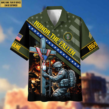 US Army Hawaiian Shirt With Pocket, Custom Rank, Name, Year Gifts For Army Veteran, Gifts For Veterans Day, Father's Day VPVC402801