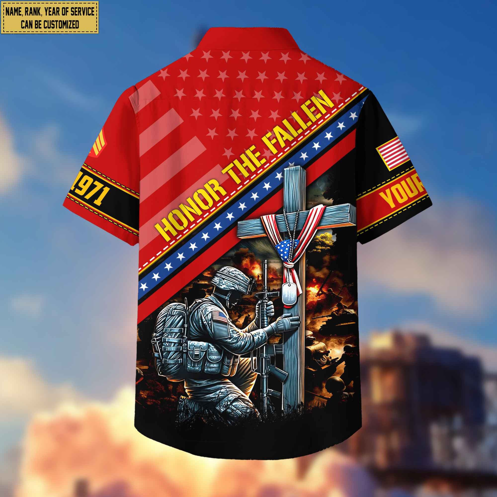 USMC Hawaiian Shirt With Pocket, Custom Rank, Name, Year Gifts For Marine Veteran, Gifts For Veterans Day, Father's Day VPVC402803