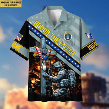 USAF Hawaiian Shirt With Pocket, Custom Rank, Name, Year Gifts For Air Force Veteran, Gifts For Veterans Day, Father's Day VPVC402804