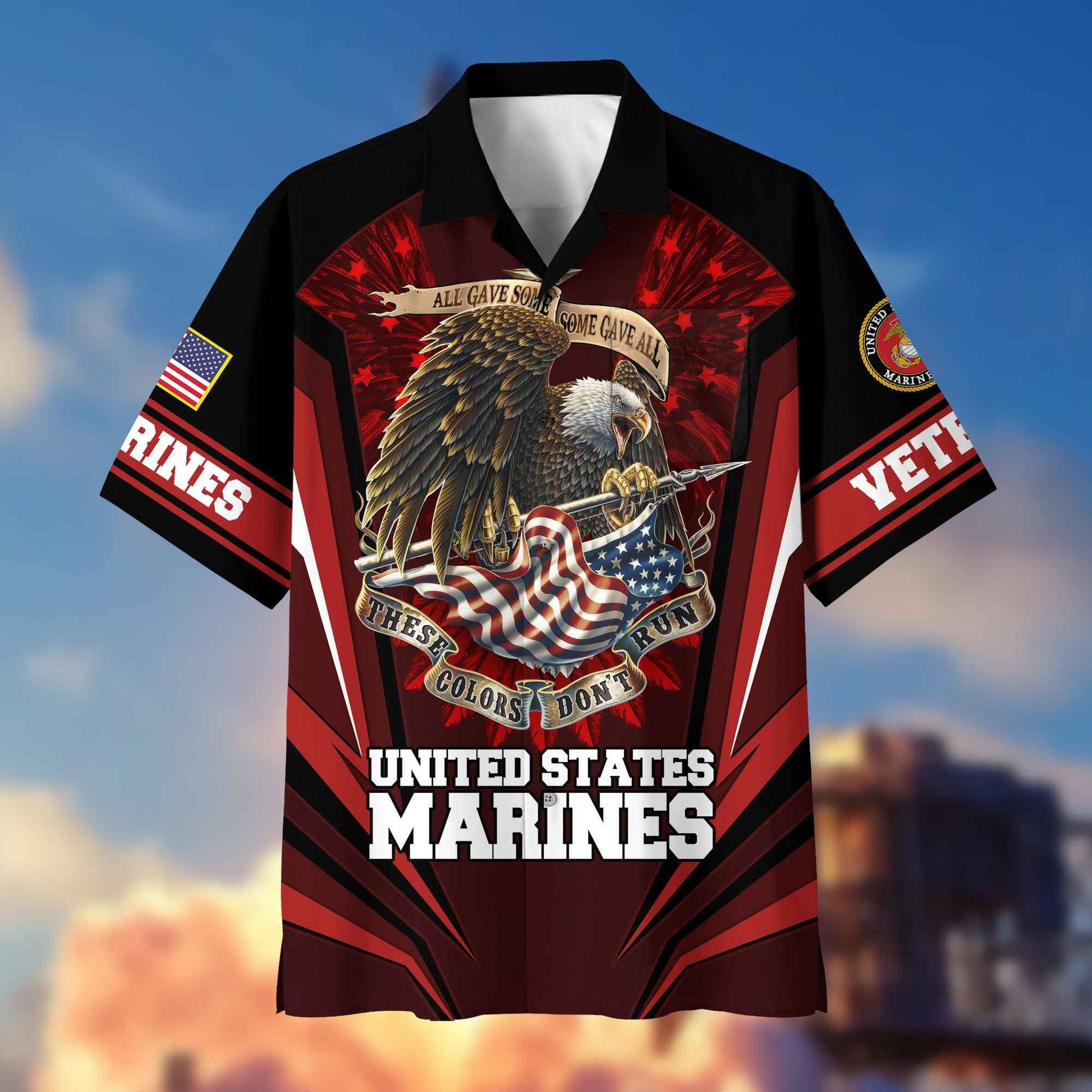 USMC Hawaiian Shirt With Pocket Gifts For US Marine Veteran, Gifts For Veterans Day, Father's Day VPVC403003