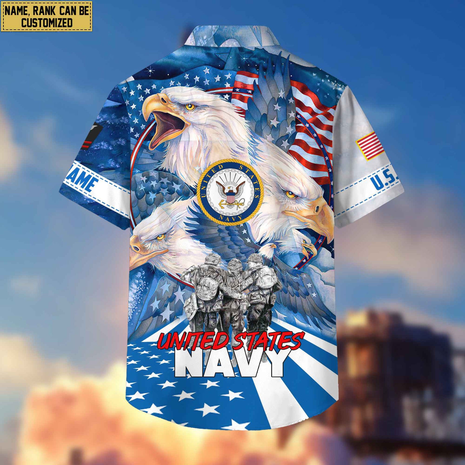 Premium Custom Name, Rank US Navy Hawaiian Shirt With Pocket, Gifts For Veterans Day, Father's Day, Gifts for Navy Veteran VPVC403102