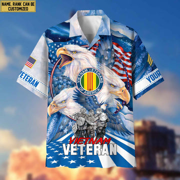 Premium Custom Name, Rank Vietnam Veteran Hawaiian Shirt With Pocket, Gifts For Veterans Day, Father's Day, Gifts for Vietnam Veteran VPVC403106