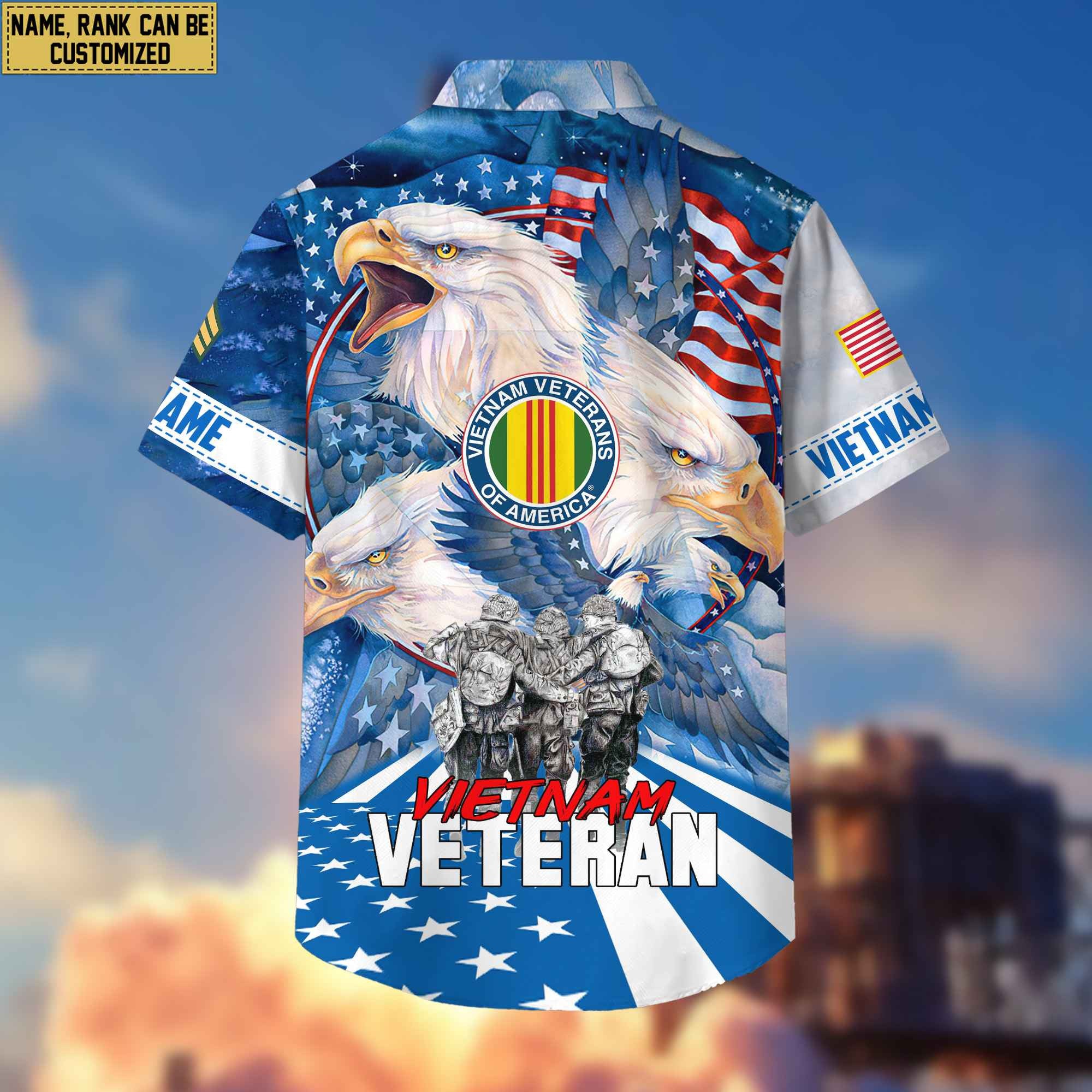 Premium Custom Name, Rank Vietnam Veteran Hawaiian Shirt With Pocket, Gifts For Veterans Day, Father's Day, Gifts for Vietnam Veteran VPVC403106