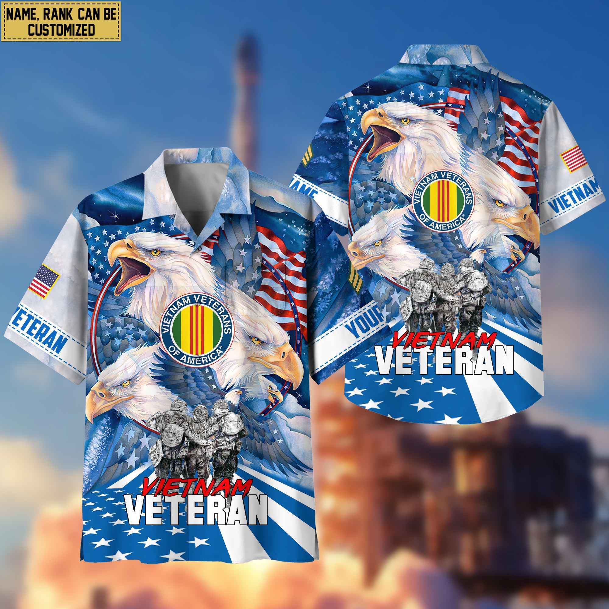 Premium Custom Name, Rank Vietnam Veteran Hawaiian Shirt With Pocket, Gifts For Veterans Day, Father's Day, Gifts for Vietnam Veteran VPVC403106