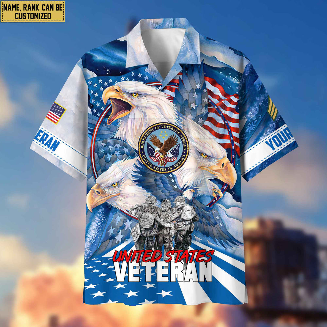 Premium Custom Name, Rank US Veteran Hawaiian Shirt With Pocket, Gifts For Veterans Day, Father's Day, Gifts for US Veteran VPVC403107