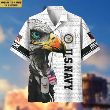 Premium Custom Rank, Name, Year US Navy Hawaiian Shirt With Pocket, Gifts for Navy Veteran, Gifts For Dad, For Husband VPVC403202