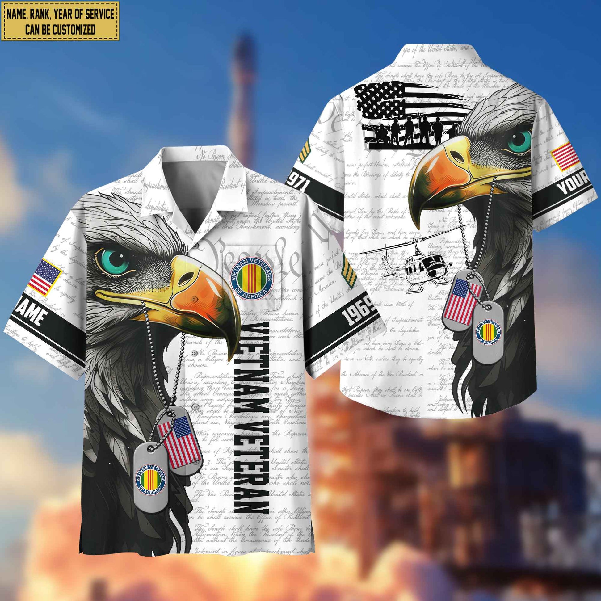 Premium Custom Rank, Name, Year Vietnam Veteran Hawaiian Shirt With Pocket, Gifts for Vietnam Veteran, Gifts For Dad, For Husband VPVC403206