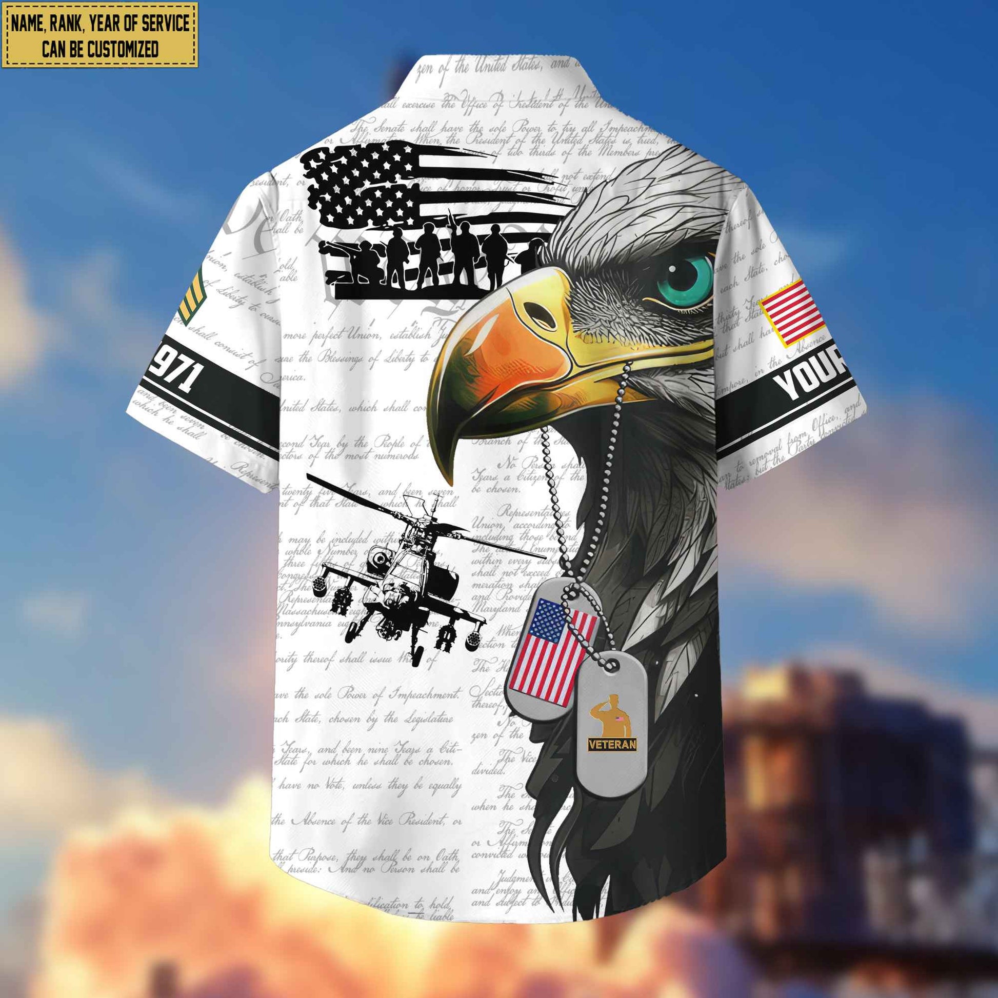 Premium Custom Rank, Name, Year US Veteran Hawaiian Shirt With Pocket, Gifts for US Veteran, Gifts For Dad, For Husband VPVC403207