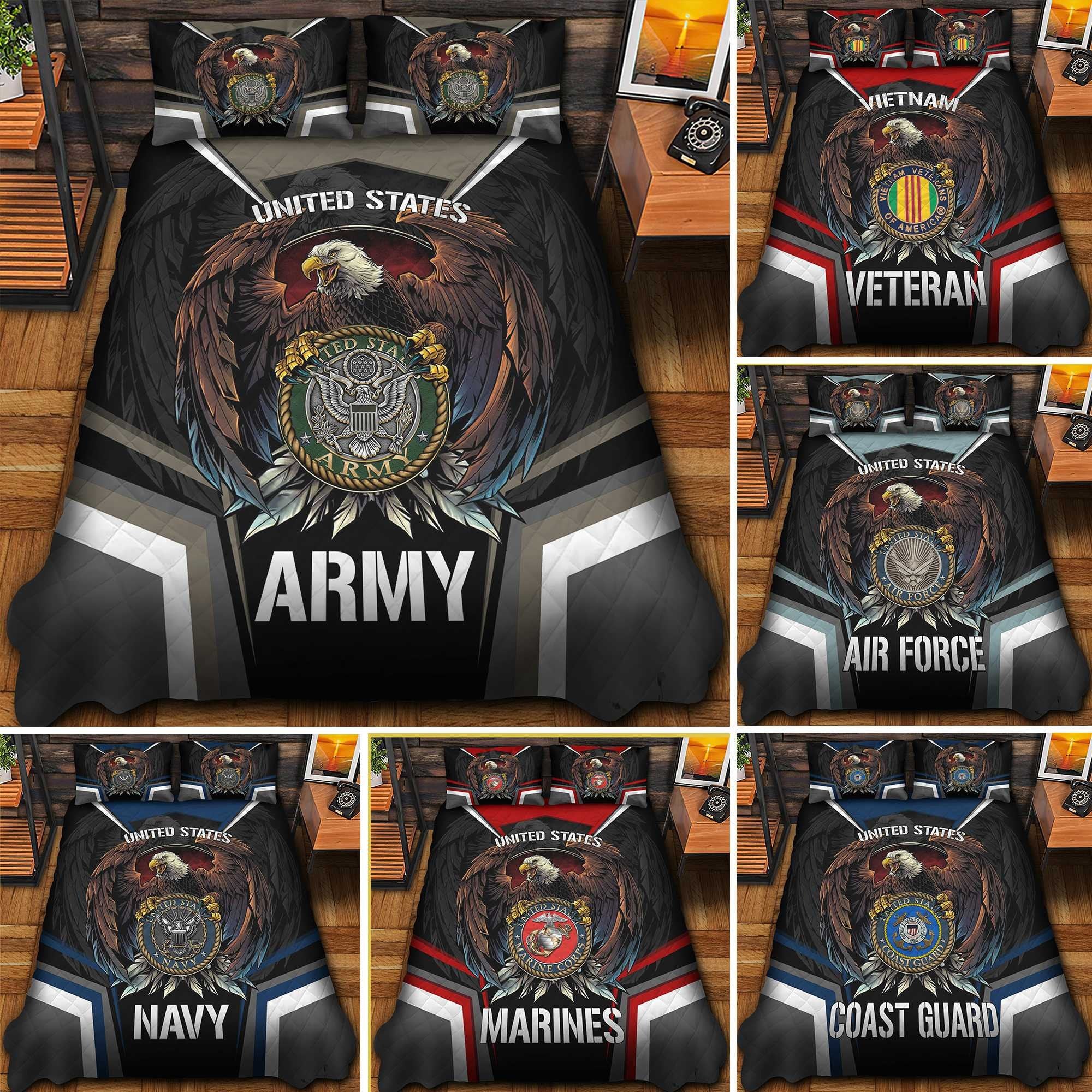 Premium Eagle US Veterans Bedding Set, Gifts For Independence Day, Father's Day, Veterans Day, Gifts For Dad, Gifts For Husband Veteran BPVC290702