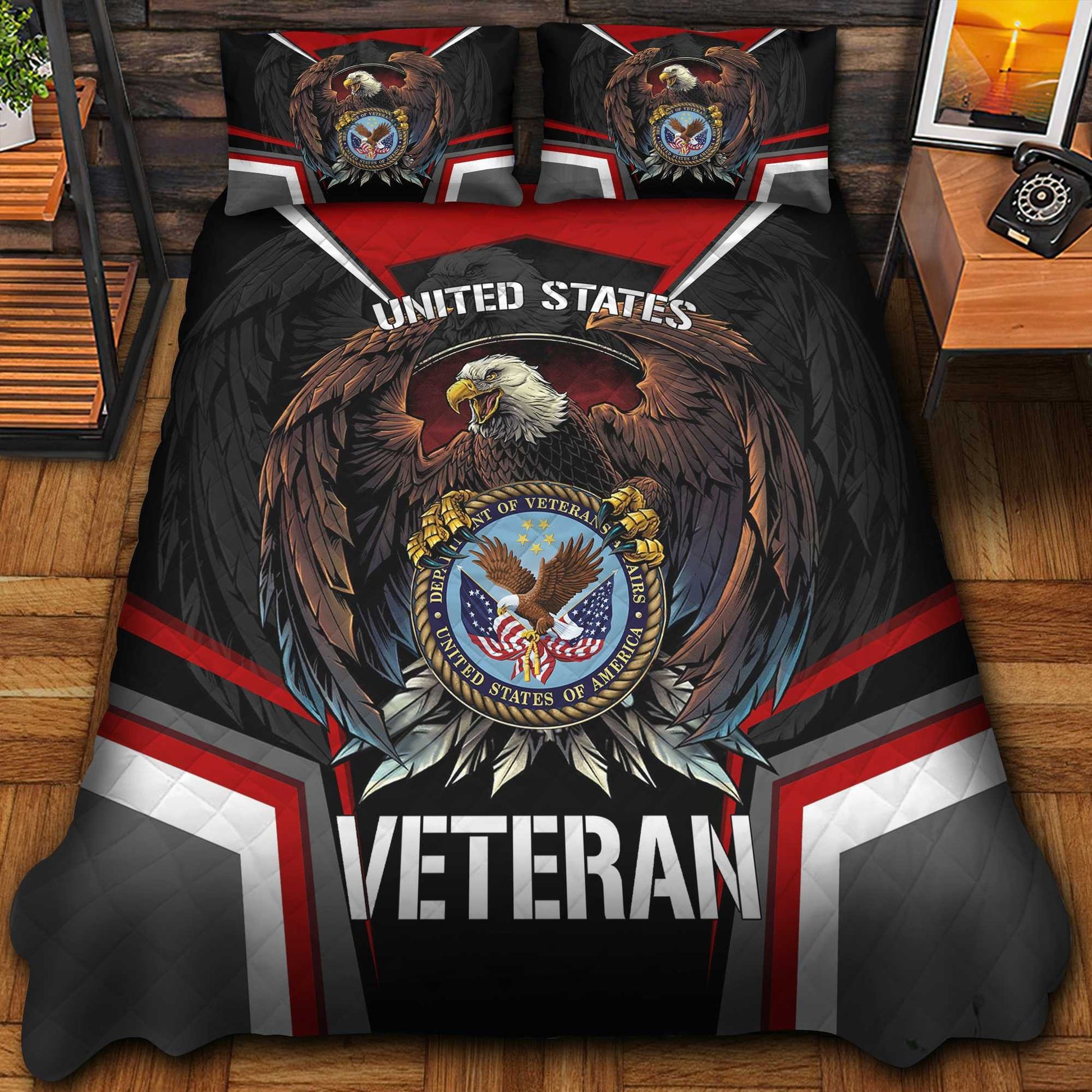 Premium Eagle US Veterans Bedding Set, Gifts For Independence Day, Father's Day, Veterans Day, Gifts For Dad, Gifts For Husband Veteran BPVC290702