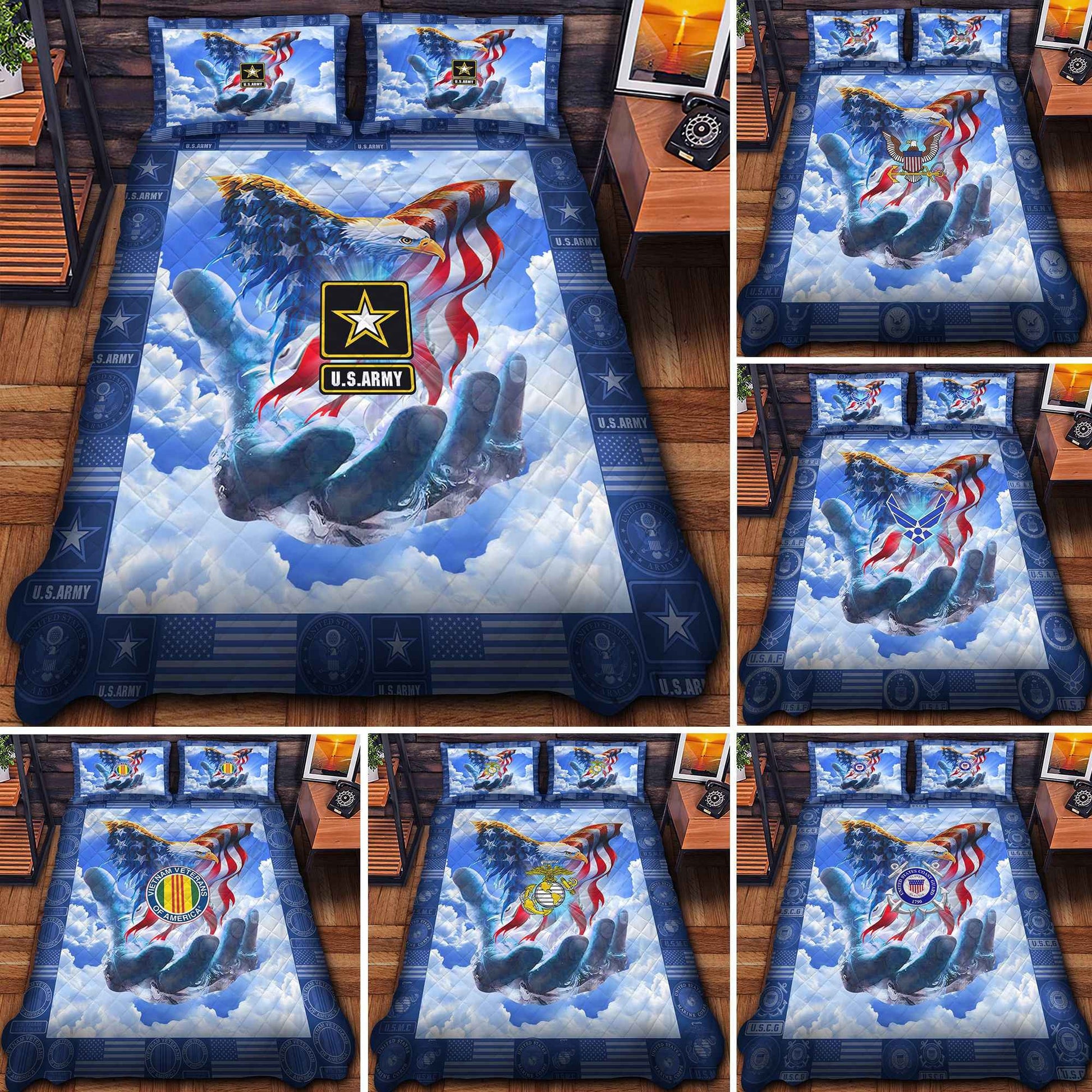 Premium American Pride US Veterans Bedding Set, Gifts For Dad For Husband Veteran BPVC290701