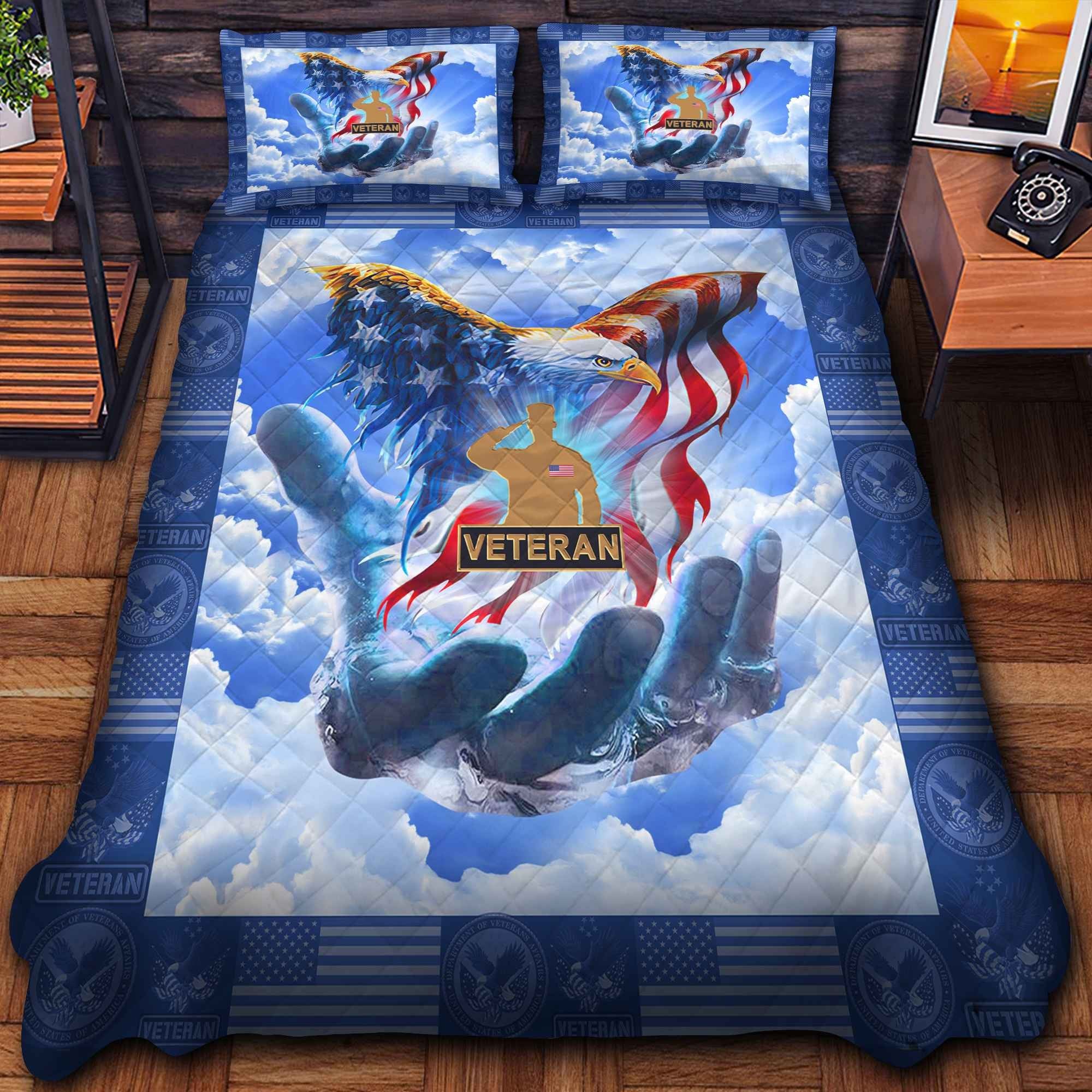Premium American Pride US Veterans Bedding Set, Gifts For Dad For Husband Veteran BPVC290701