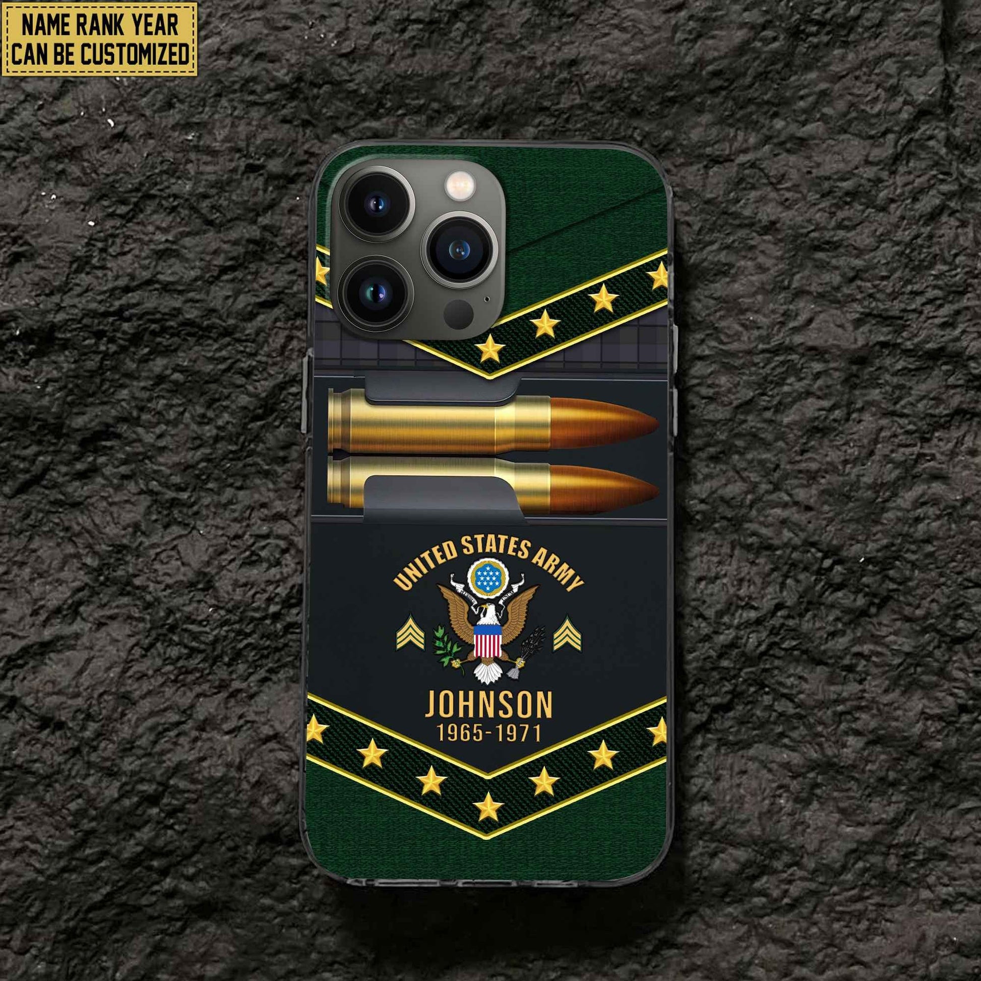 Premium Custom Name, Rank US Army Phone Case, Gifts For US Army Veteran, Gifts For Veterans Day, Father's Day VPVC500701