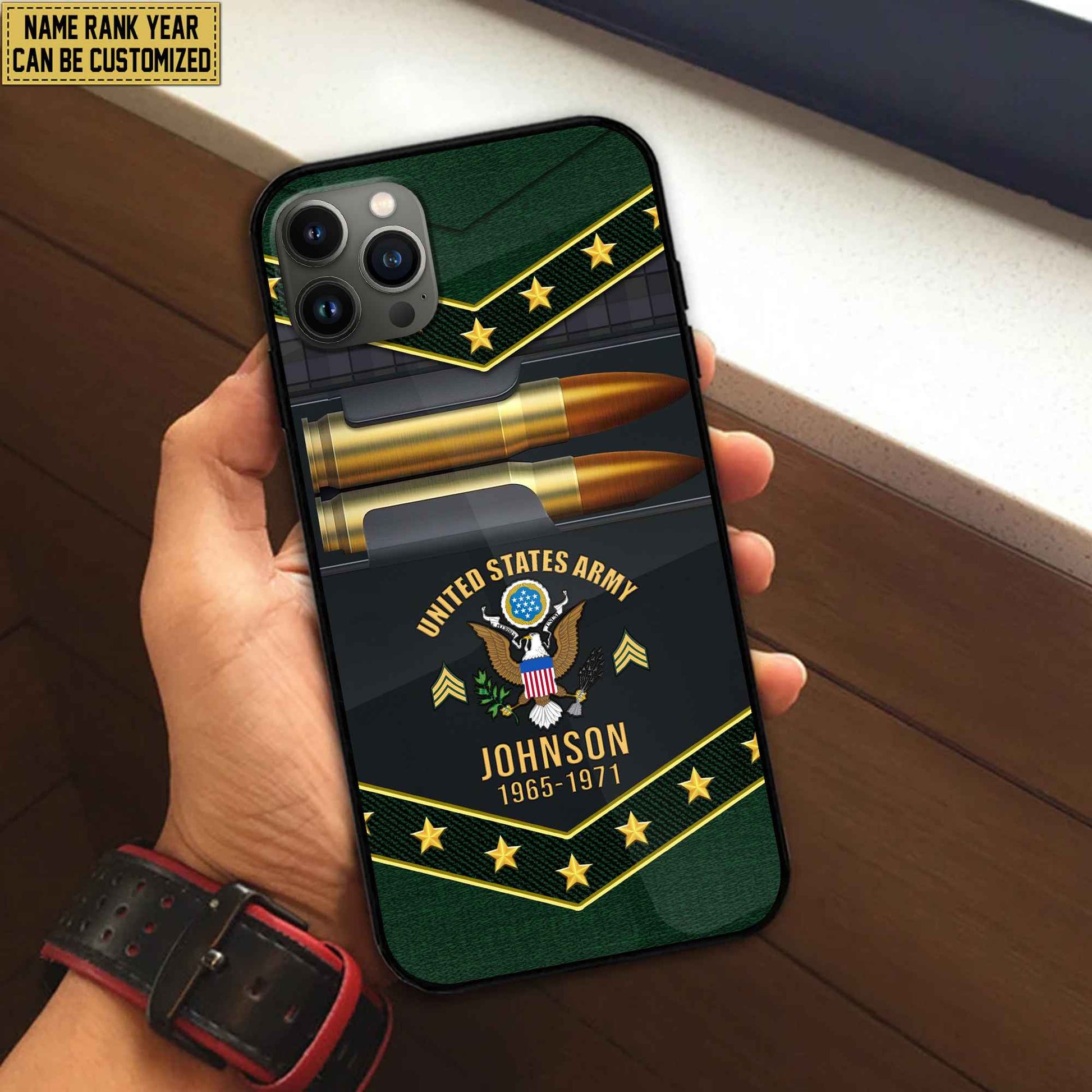 Premium Custom Name, Rank US Army Phone Case, Gifts For US Army Veteran, Gifts For Veterans Day, Father's Day VPVC500701