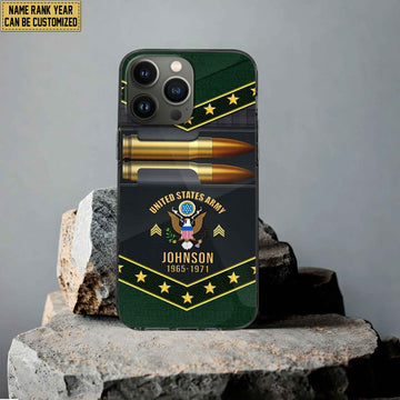 Premium Custom Name, Rank US Army Phone Case, Gifts For US Army Veteran, Gifts For Veterans Day, Father's Day VPVC500701
