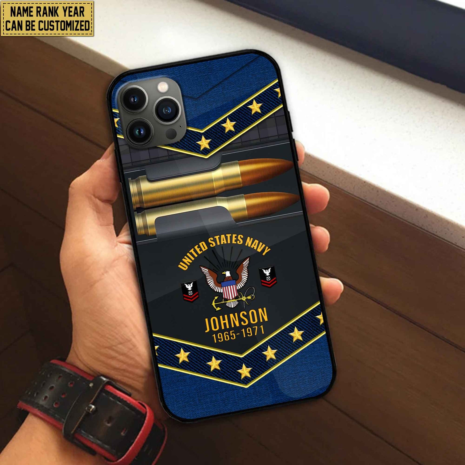 Premium Custom Name, Rank US Navy Phone Case, Gifts For US Navy Veteran, Gifts For Veterans Day, Father's Day VPVC500702