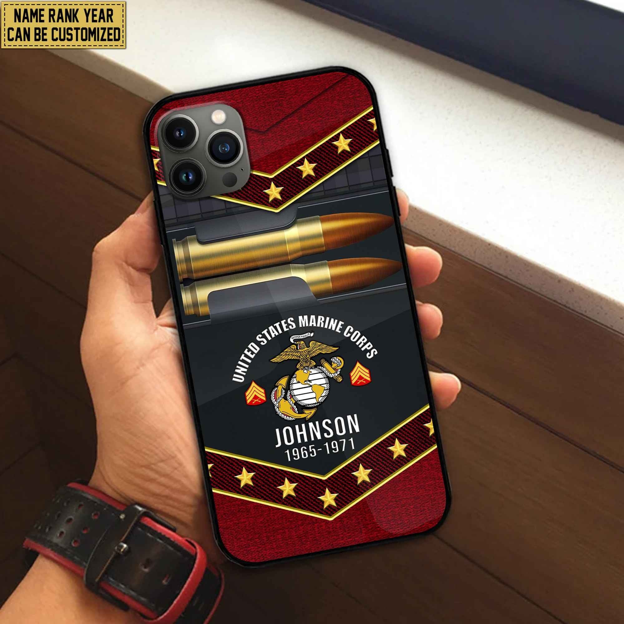 Premium Custom Name, Rank USMC Phone Case, Gifts For US Marine Veteran, Gifts For Veterans Day, Father's Day VPVC500703