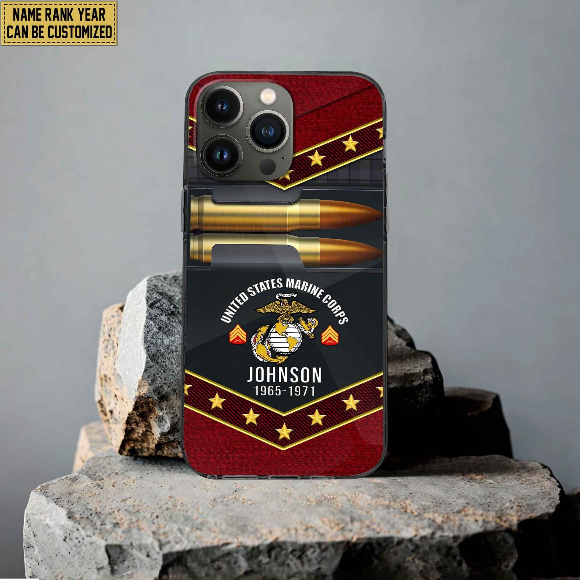 Premium Custom Name, Rank USMC Phone Case, Gifts For US Marine Veteran, Gifts For Veterans Day, Father's Day VPVC500703