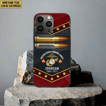 Premium Custom Name, Rank USMC Phone Case, Gifts For US Marine Veteran, Gifts For Veterans Day, Father's Day VPVC500703