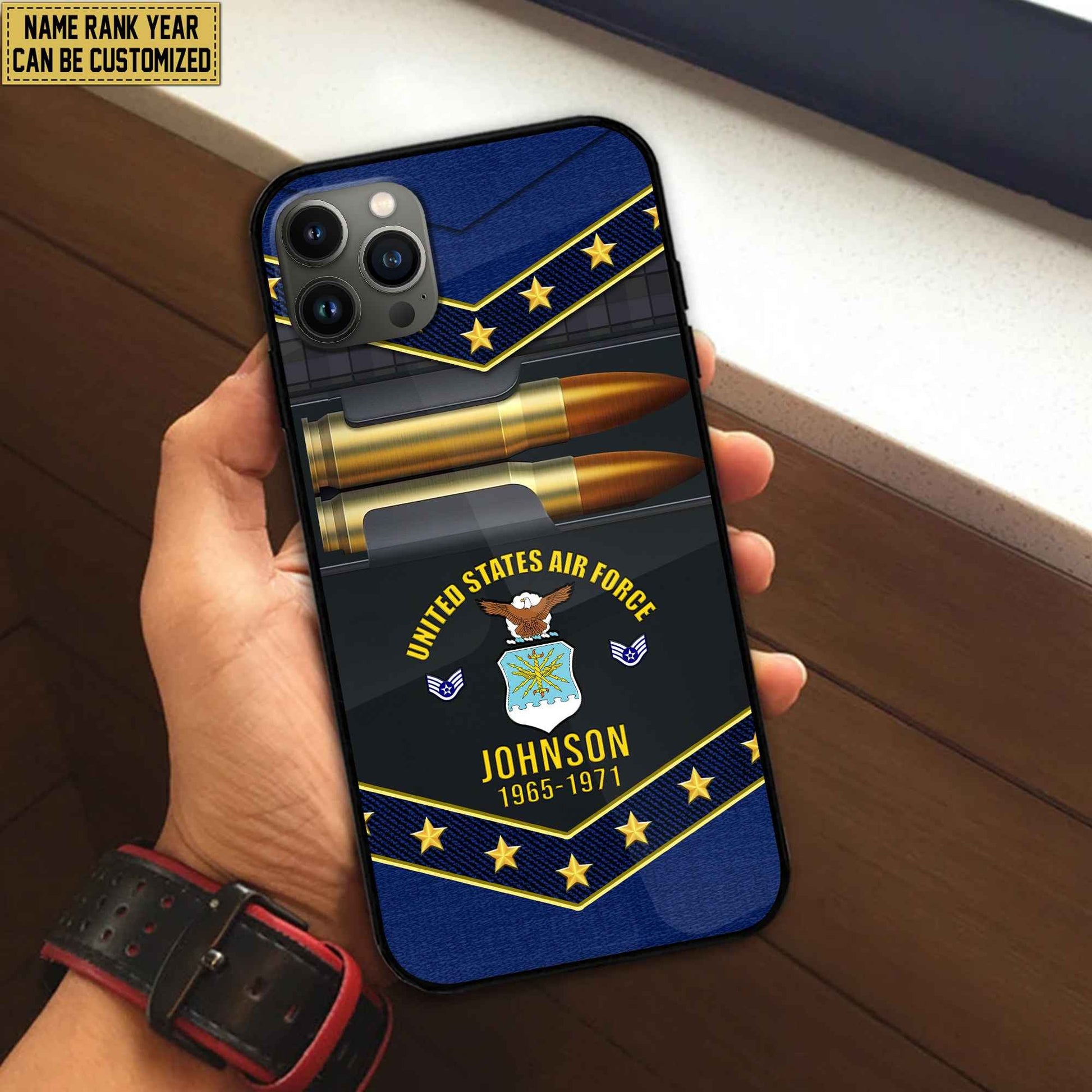 Premium Custom Name, Rank USAF Phone Case, Gifts For US Air Force Veteran, Gifts For Veterans Day, Father's Day VPVC500704