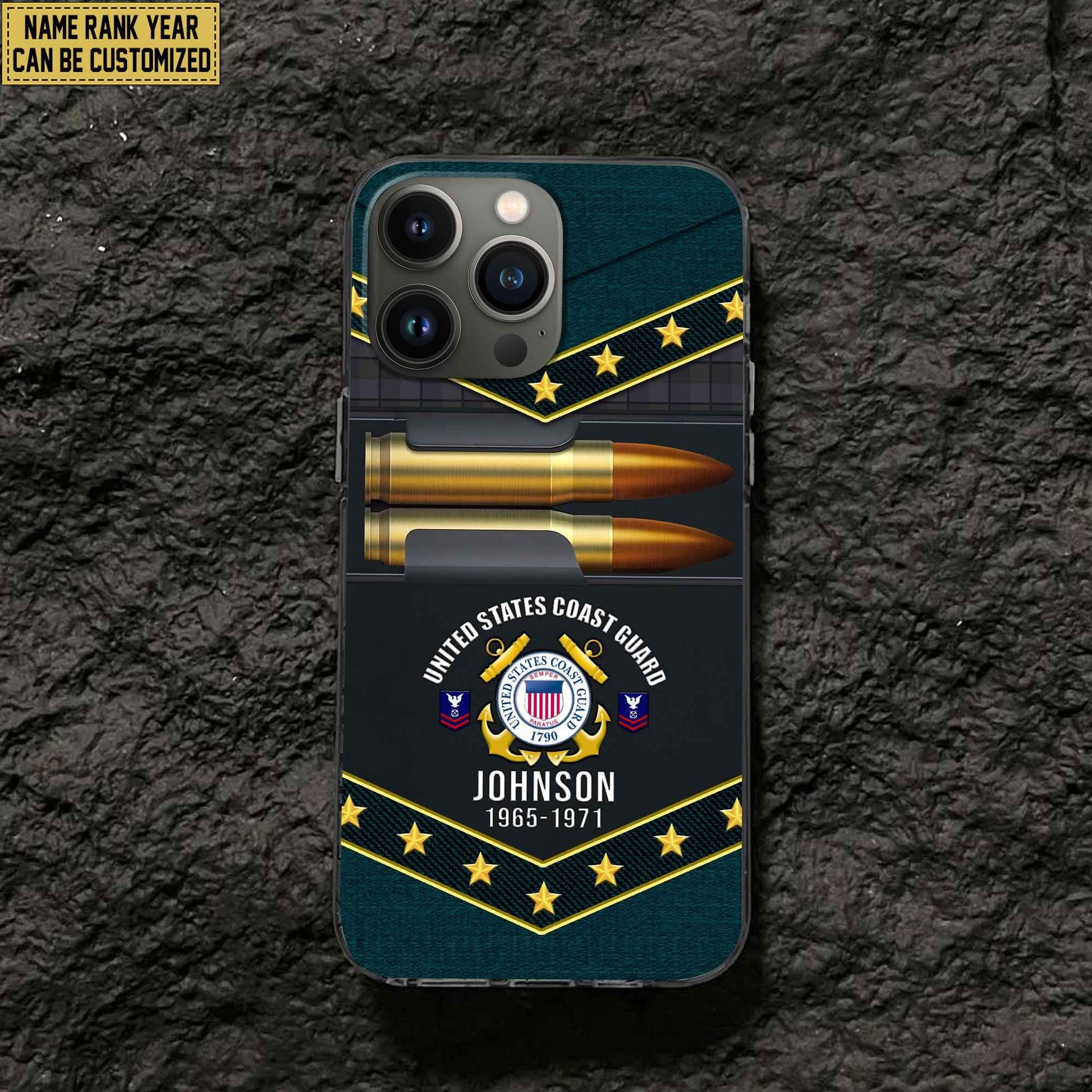 Premium Custom Name, Rank USCG Phone Case, Gifts For US Coast Guard Veteran, Gifts For Veterans Day, Father's Day VPVC500705
