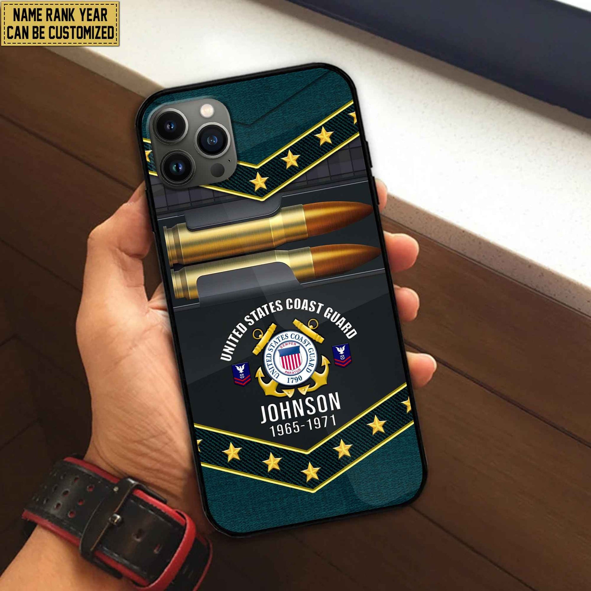 Premium Custom Name, Rank USCG Phone Case, Gifts For US Coast Guard Veteran, Gifts For Veterans Day, Father's Day VPVC500705