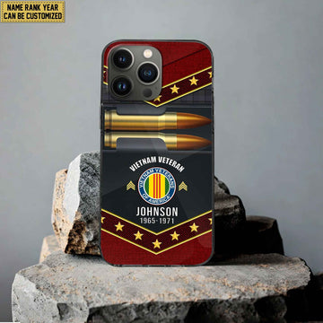 Premium Custom Name, Rank Vietnam Veteran Phone Case, Gifts For Vietnam Veteran, Gifts For Veterans Day, Father's Day VPVC500706