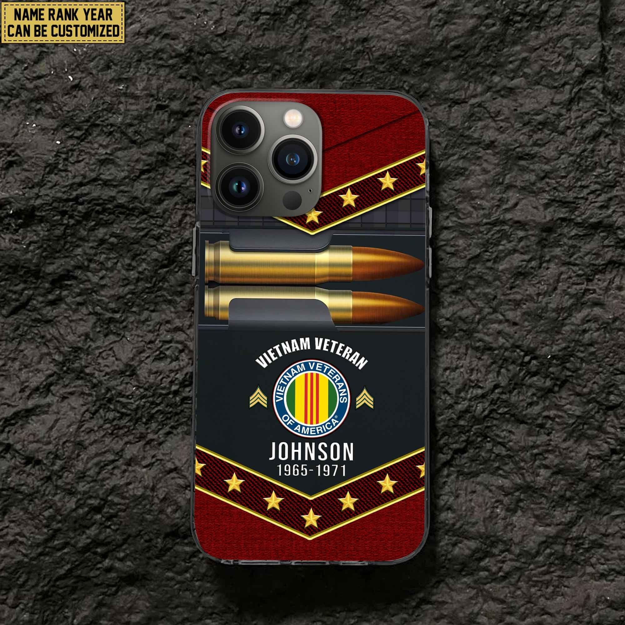 Premium Custom Name, Rank Vietnam Veteran Phone Case, Gifts For Vietnam Veteran, Gifts For Veterans Day, Father's Day VPVC500706