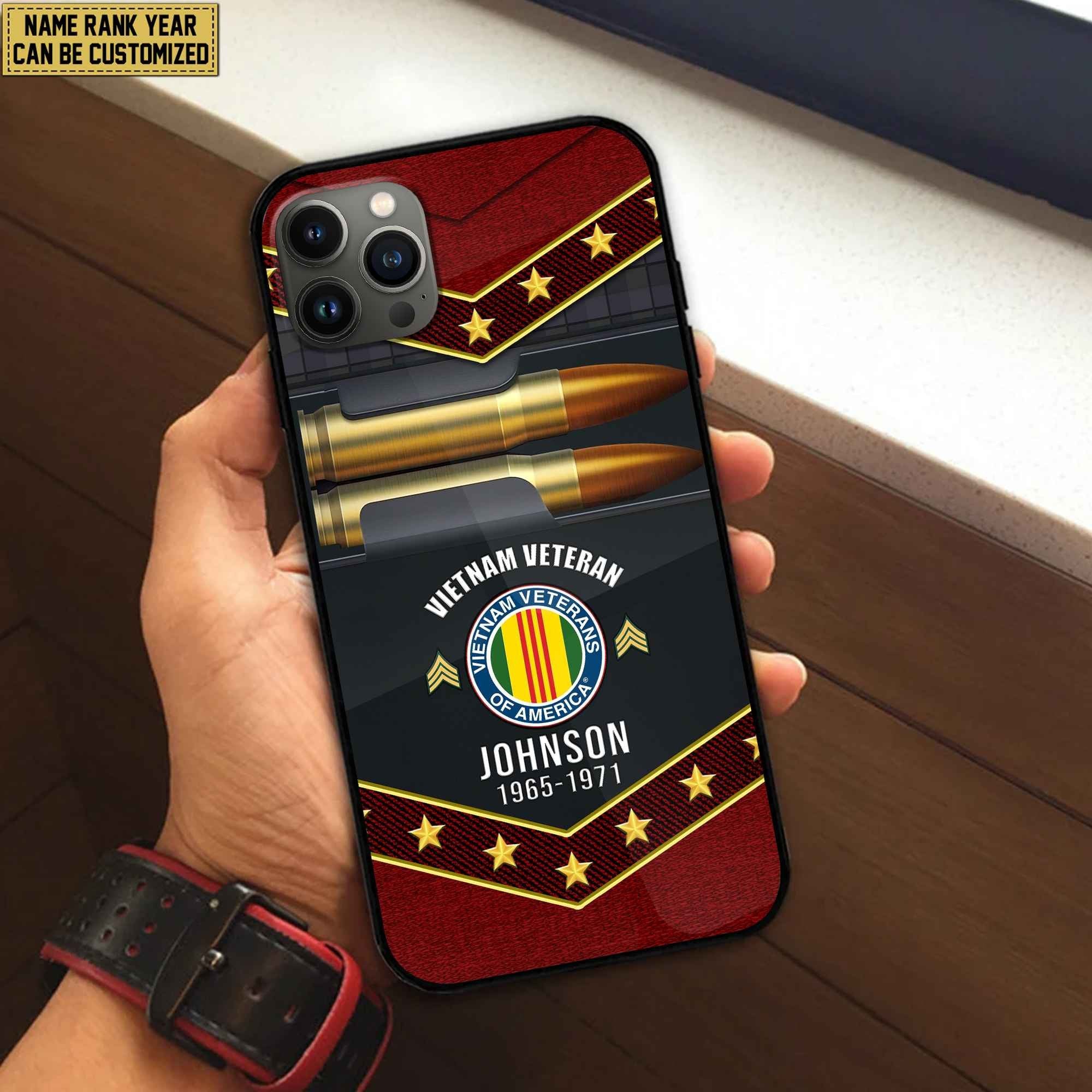 Premium Custom Name, Rank Vietnam Veteran Phone Case, Gifts For Vietnam Veteran, Gifts For Veterans Day, Father's Day VPVC500706