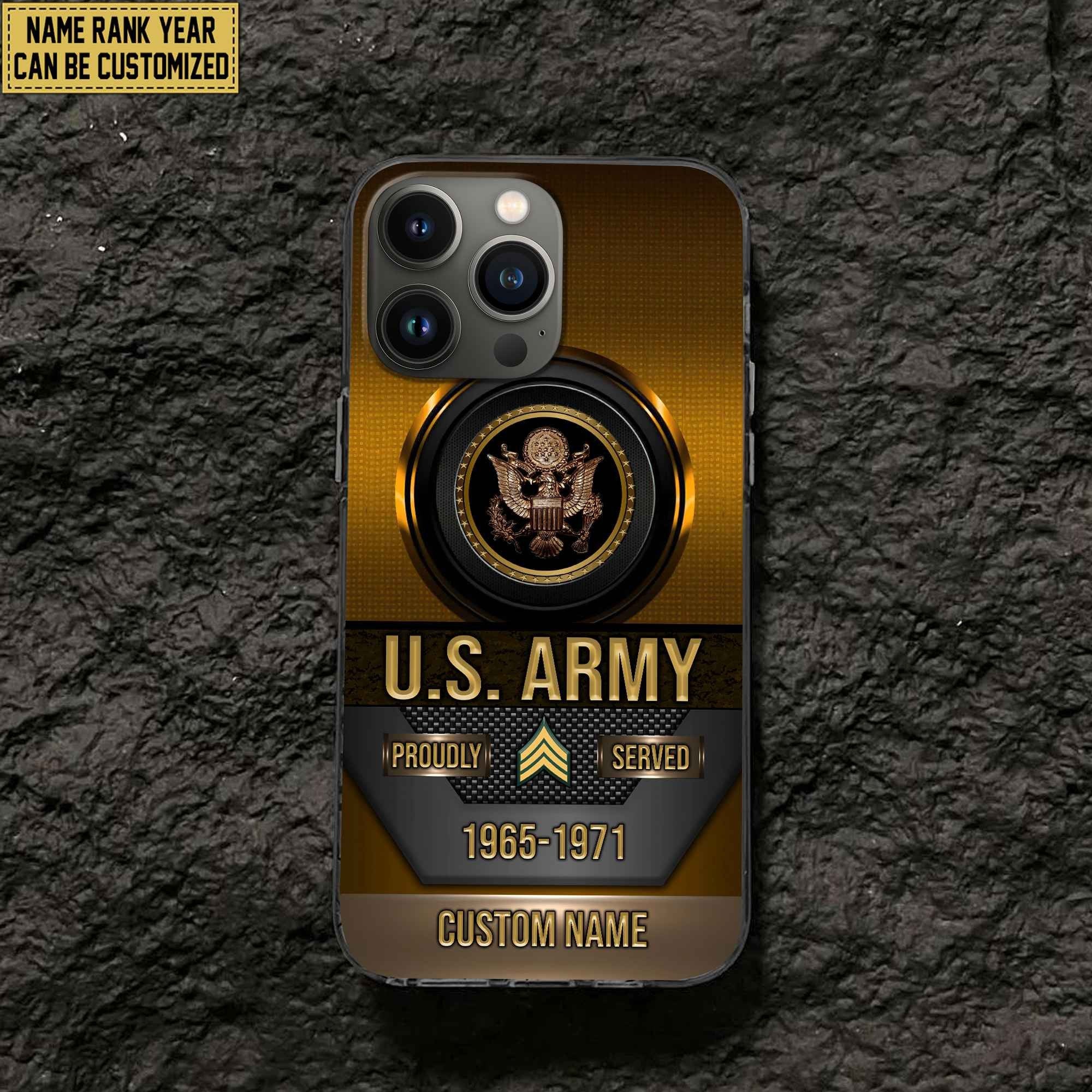 Premium Custom Name, Rank Army Veteran Phone Case, Gifts For Army Veteran, Gifts For Dad, For Husband VPVC500601