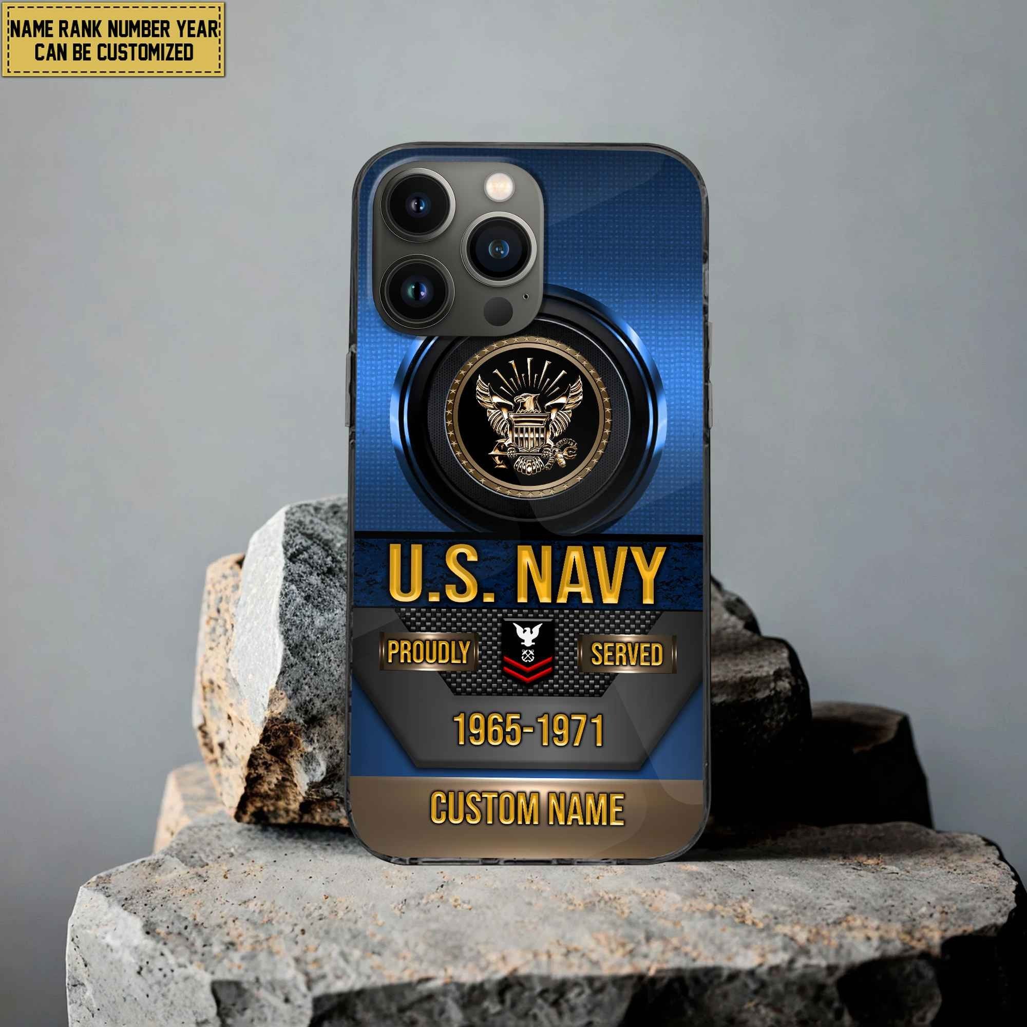 Premium Custom Name, Rank Navy Veteran Phone Case, Gifts For Navy Veteran, Gifts For Dad, For Husband VPVC500602