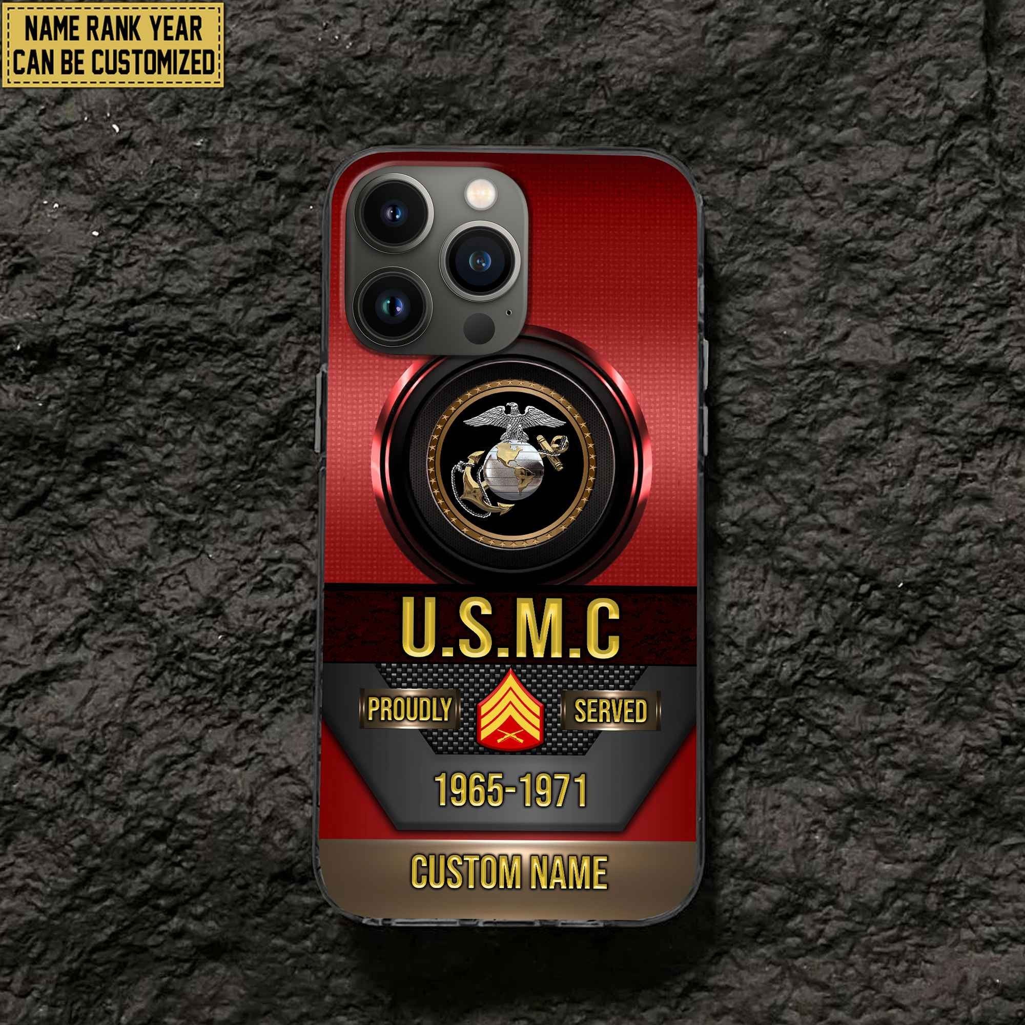 Premium Custom Name, Rank USMC Veteran Phone Case, Gifts For Marine Veteran, Gifts For Dad, For Husband VPVC500603