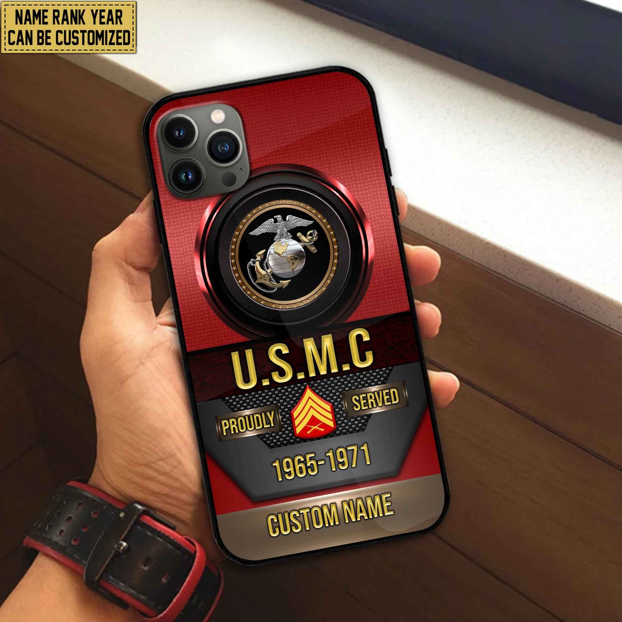 Premium Custom Name, Rank USMC Veteran Phone Case, Gifts For Marine Veteran, Gifts For Dad, For Husband VPVC500603