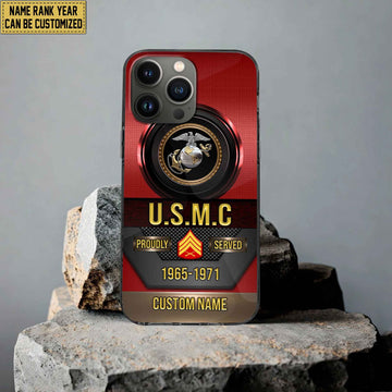 Premium Custom Name, Rank USMC Veteran Phone Case, Gifts For Marine Veteran, Gifts For Dad, For Husband VPVC500603