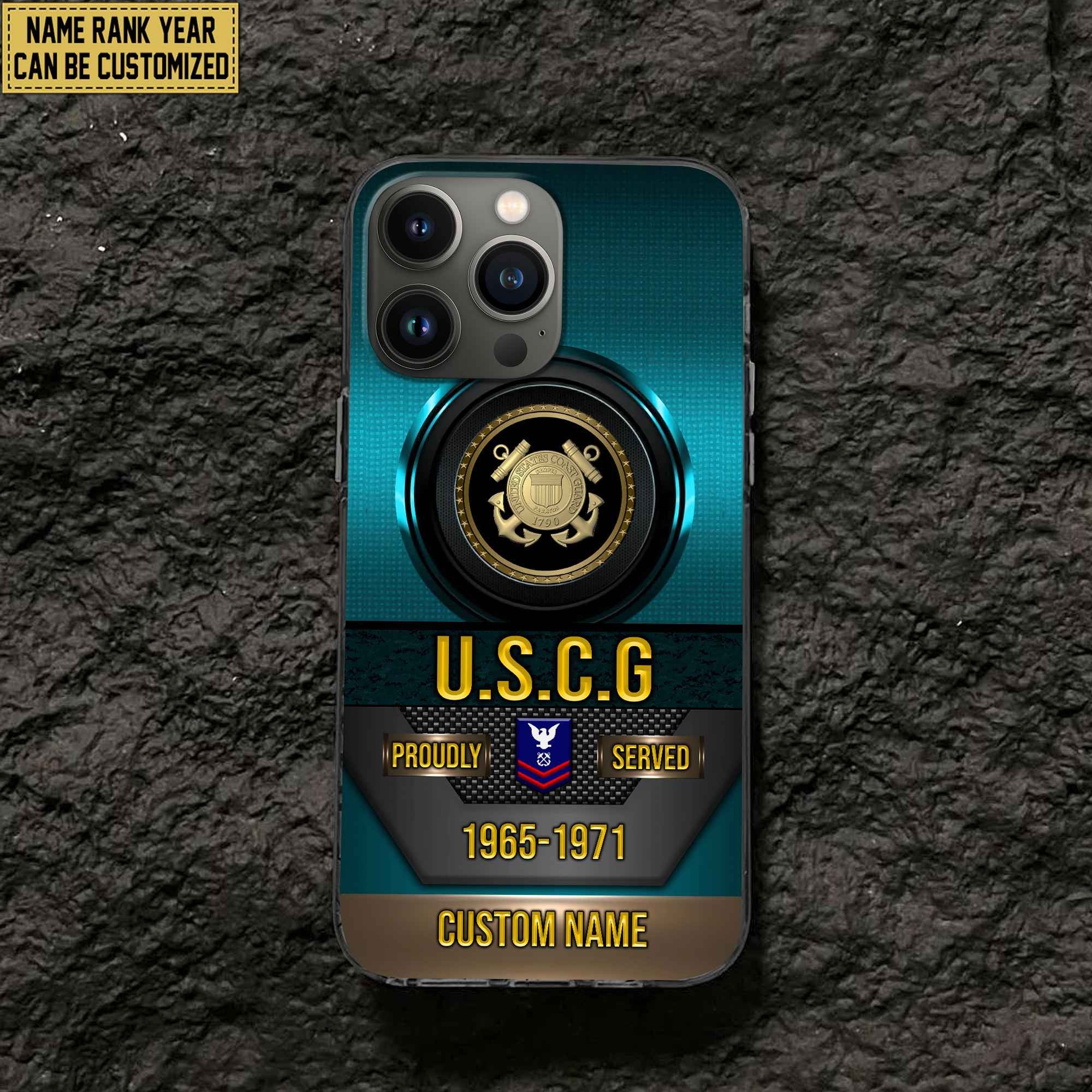 Premium Custom Name, Rank USCG Veteran Phone Case, Gifts For Coast Guard Veteran, Gifts For Dad, For Husband VPVC500605