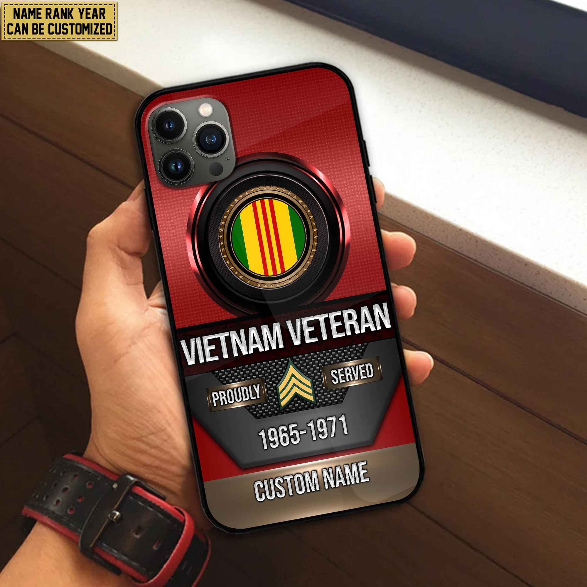 Premium Custom Name, Rank Vietnam Veteran Phone Case, Gifts For Vietnam Veteran, Gifts For Dad, For Husband VPVC500606