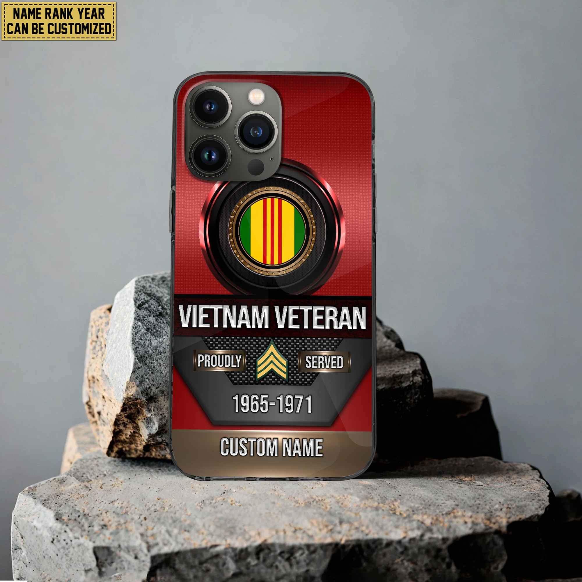 Premium Custom Name, Rank Vietnam Veteran Phone Case, Gifts For Vietnam Veteran, Gifts For Dad, For Husband VPVC500606